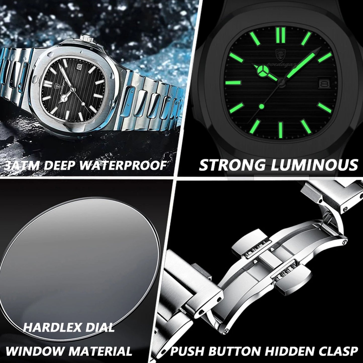 POEDAGAR 613 Luxury Men Clock Waterproof Luminous Men’s Watch