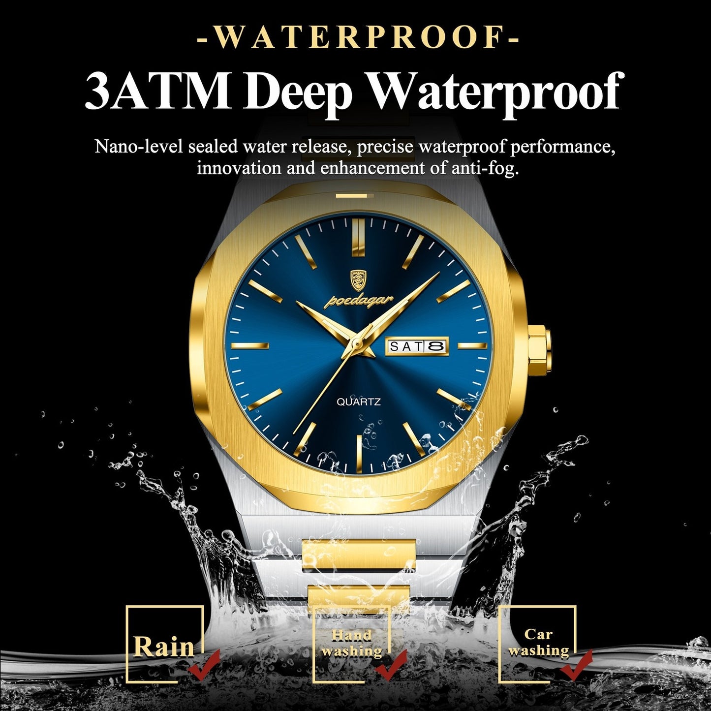 POEDAGAR 825 Top Luxury Men Clock Waterproof Luminous Men’s Watch