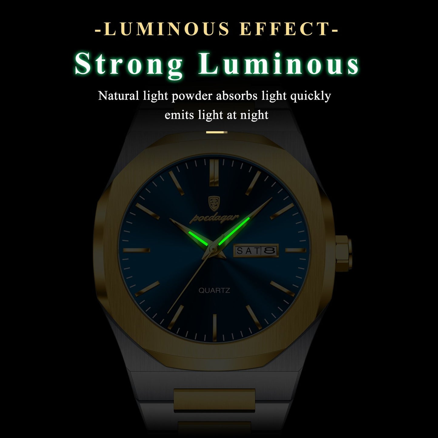 POEDAGAR 825 Top Luxury Men Clock Waterproof Luminous Men’s Watch