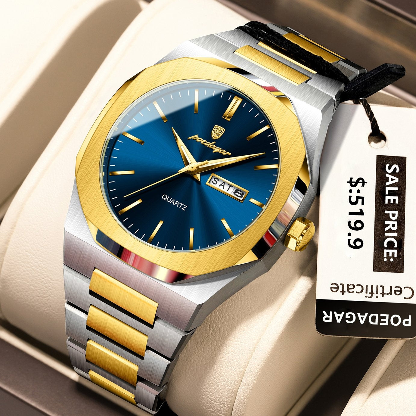 POEDAGAR 825 Top Luxury Men Clock Waterproof Luminous Men’s Watch