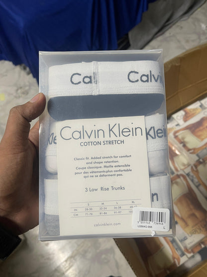 Original Calvin Klein Men's Underwear Boxer 3Pcs Black, White & Grey